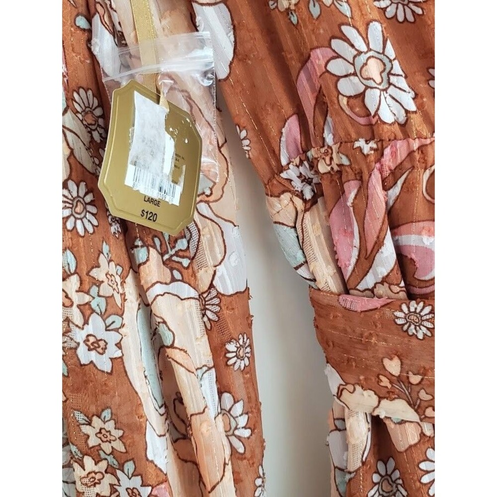 Ryegrass Long Sleeve Brown Floral Dress  - Womens size LARGE - NEW with tags - Picture 6 of 6